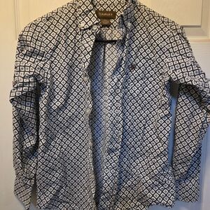 Ariat Kids Blue and White Patterned Button Down Shirt